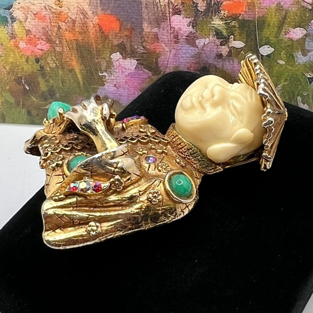 HAR Laughing Buddha Brooch - 1960 - Picture 3 of 7